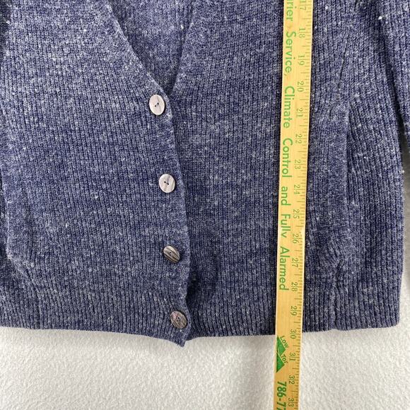 EILEEN FISHER Cardigan Sweater S Wool Stretch Deep V-Neck Button Front Blue - Picture 11 of 12